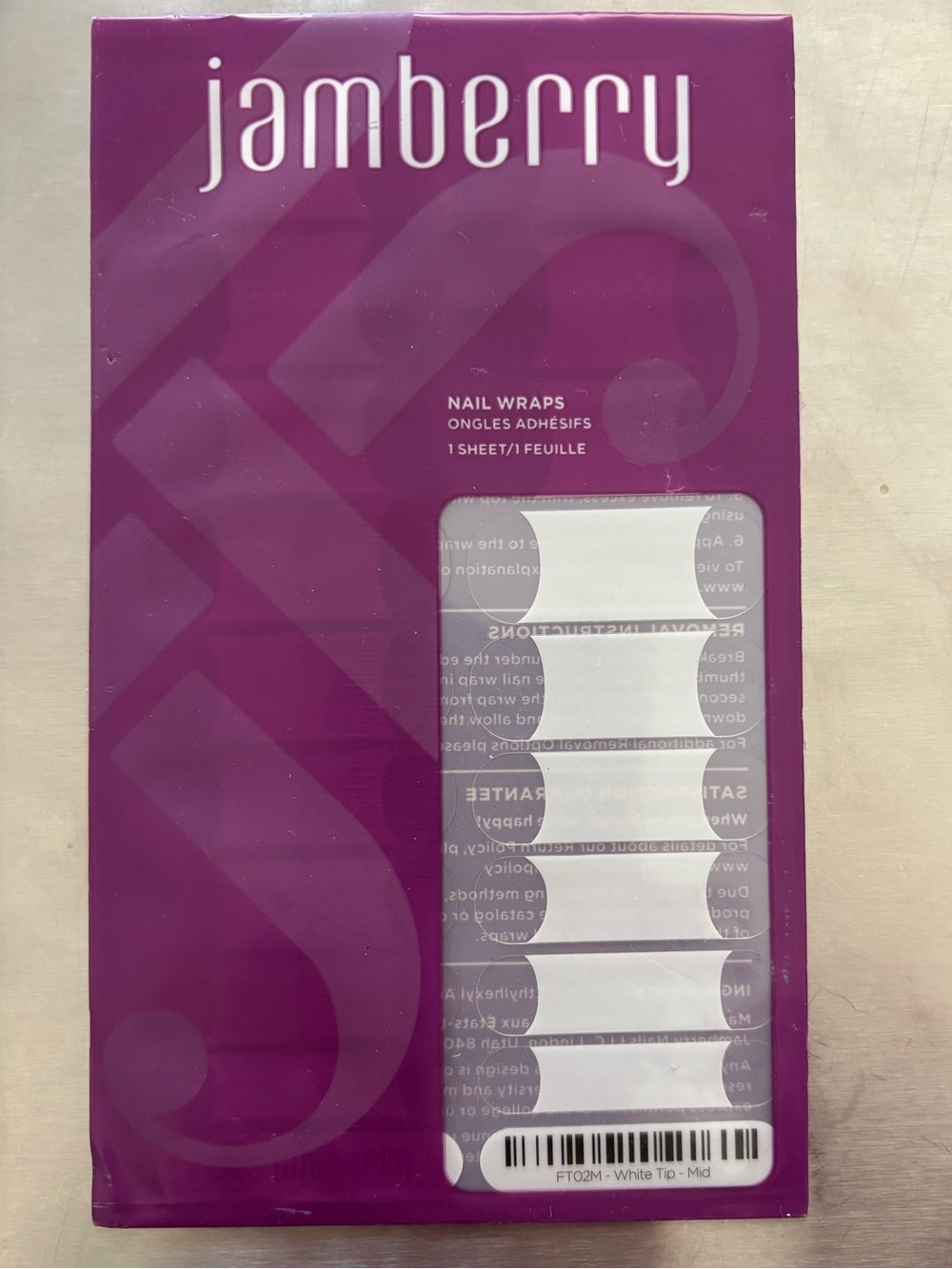 Jamberry Nail Wraps | White Tip- Mid | NWT